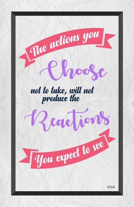 A poster with the words " choose, not to take, will not produce the reactions ".