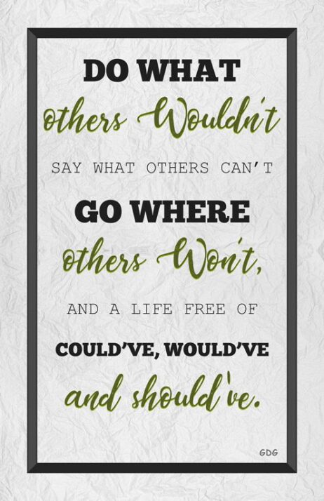 A quote is written in black and white.